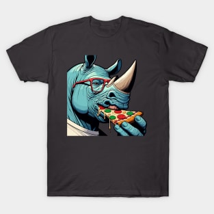 Blue rhino enjoy eating pizza T-Shirt